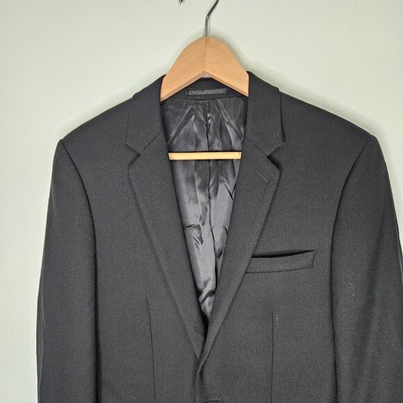 SANDRO Paris Wool Men's Blazer Jacket Sz S Black Single Breast Designer - Picture 2 of 10